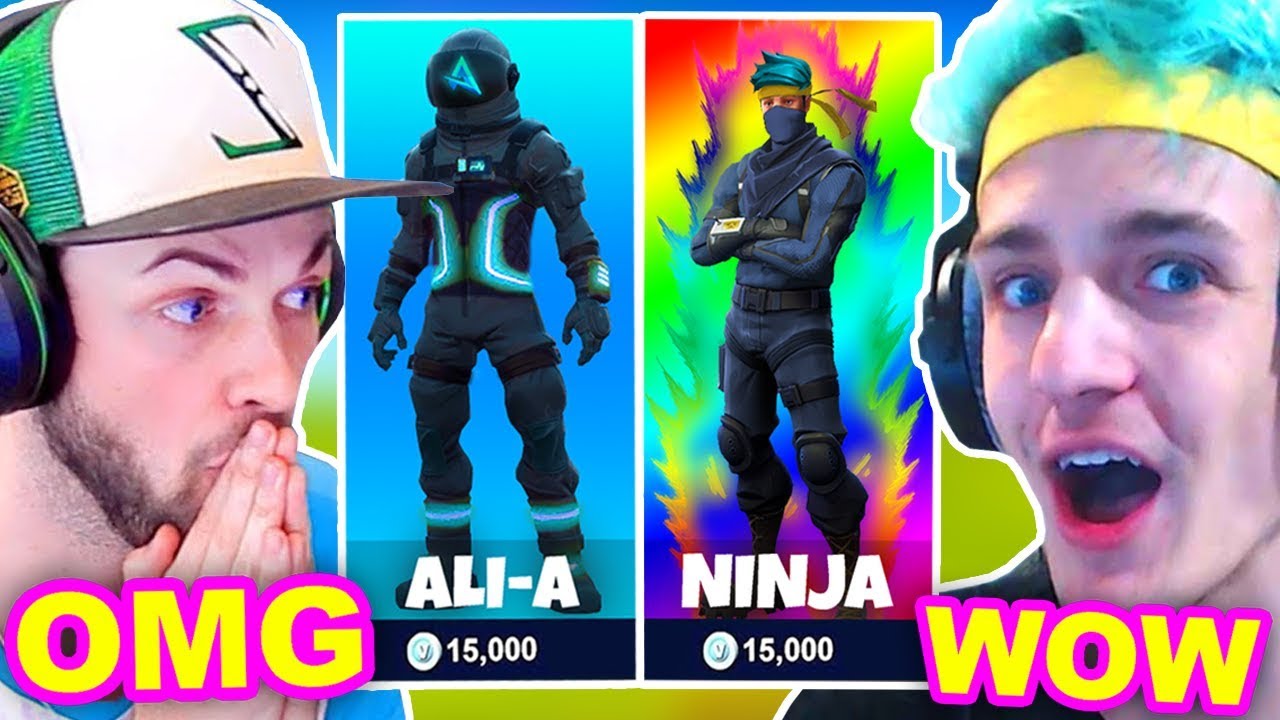 NINJA & ALI A REACT TO THEIR *NEW* CUSTOM SKINS! Fortnite Funny & Savage Moments!