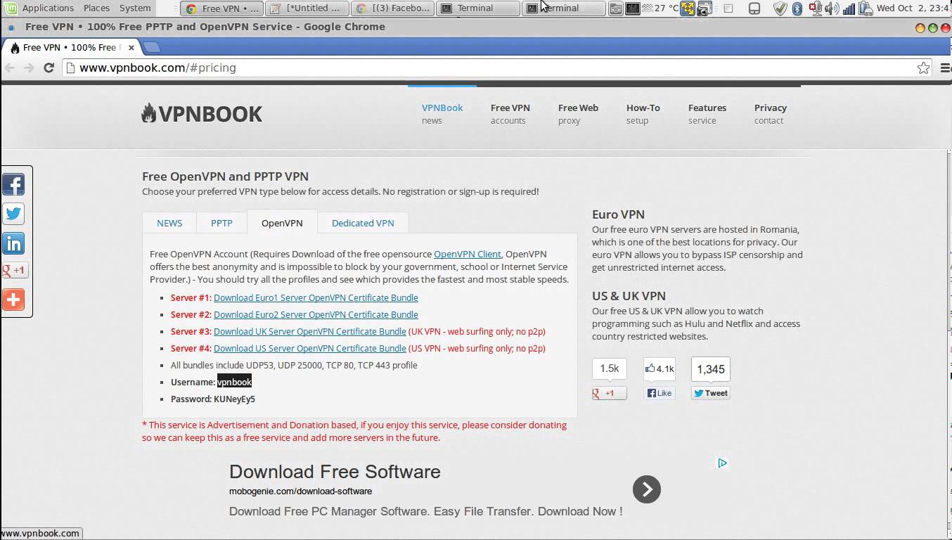 Free VPN and easy set up on Any Linux