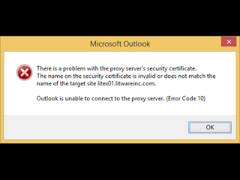 Outlook قادر به اتصال به سرور پروکسی خطا کد 10 - چشم انداز مجوز خطا